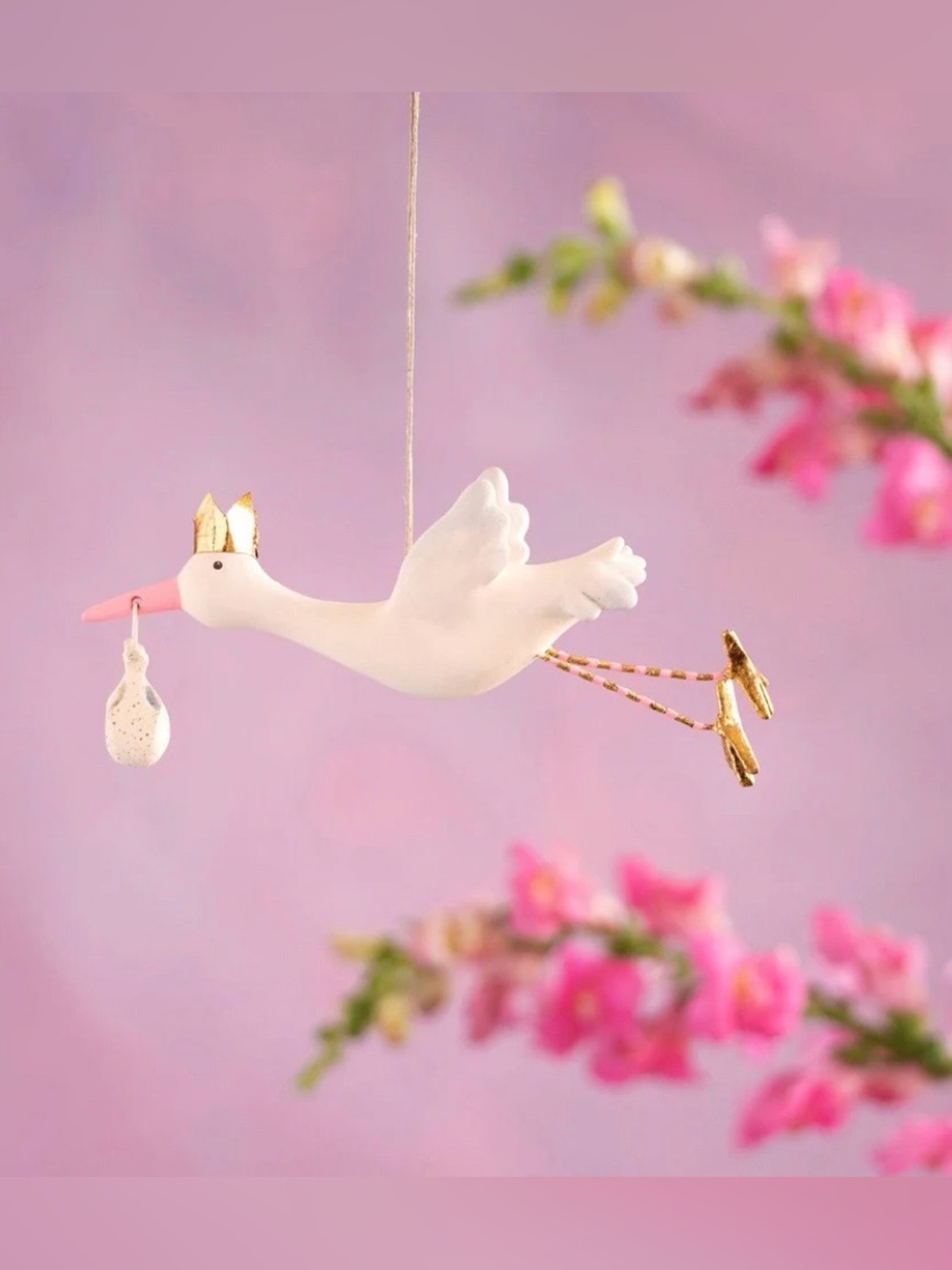 NWT Anthropologie Glitterville Stork Ornament